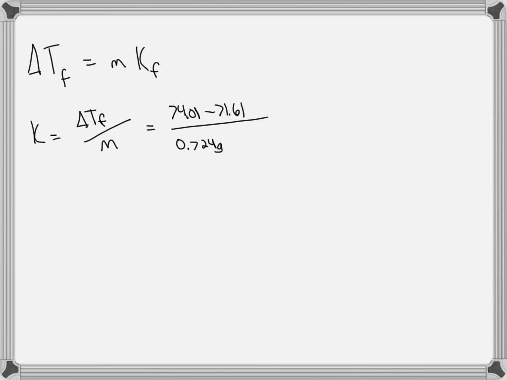 SOLVED: The experimental data in the table was collected during a freezing  point depression study: Mass of BHT Mass of cetyl alcohol (C16H34O)  Freezing point of BHT Freezing point of BHT/cetyl alcohol