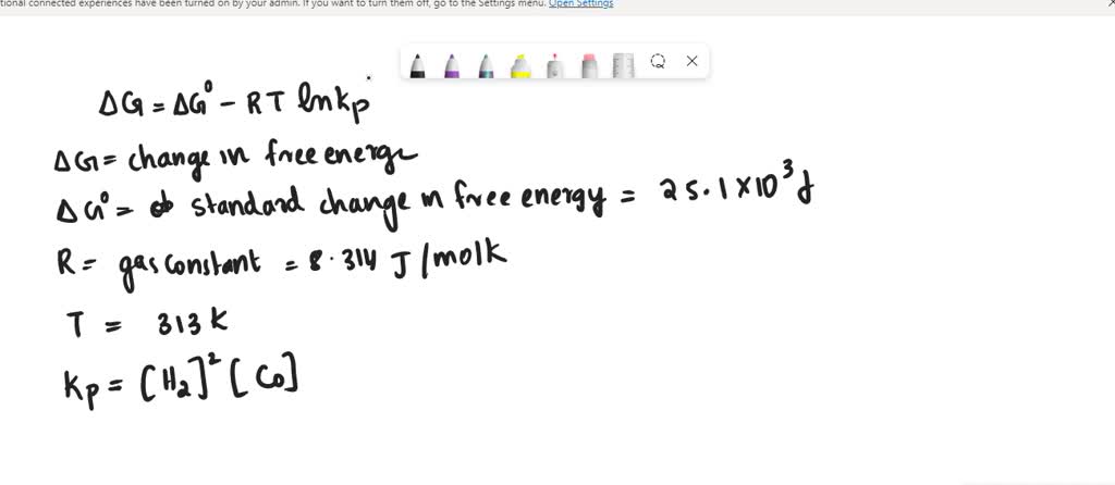 Calculate ΔG°rxn at 298 K under the conditions shown below for the ...