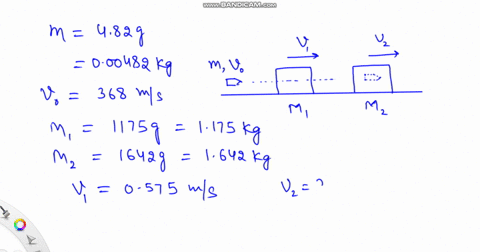 a-482-g-bullet-is-moving-horizontally-with-a-velocity-of-368-ms-where-the-sign-indicates-that-it-is-moving-to-the-right-see-part-a-of-the-drawing-the-bullet-is-approaching-two-blocks-resting-38879