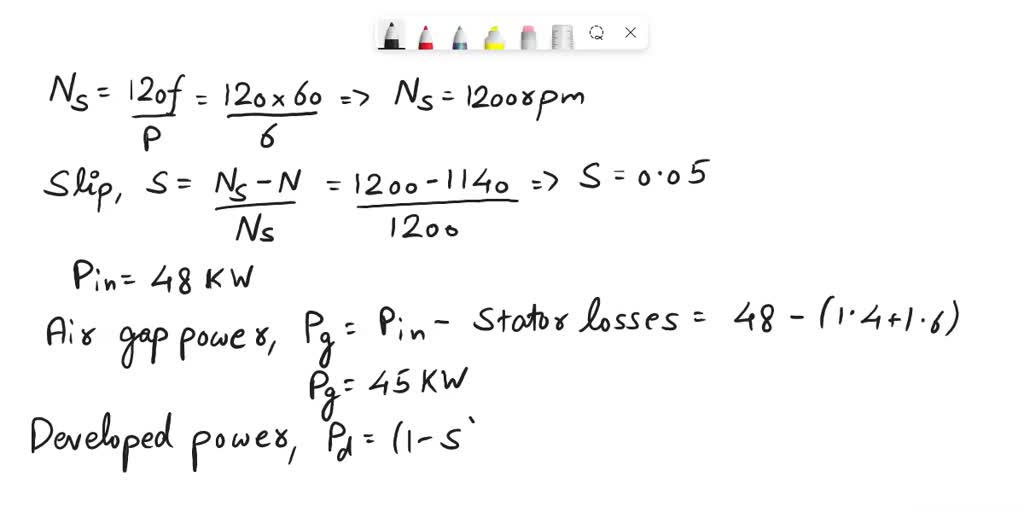 SOLVED A 3phase, 4pole induction motor rotor absorbs 20 kW from the