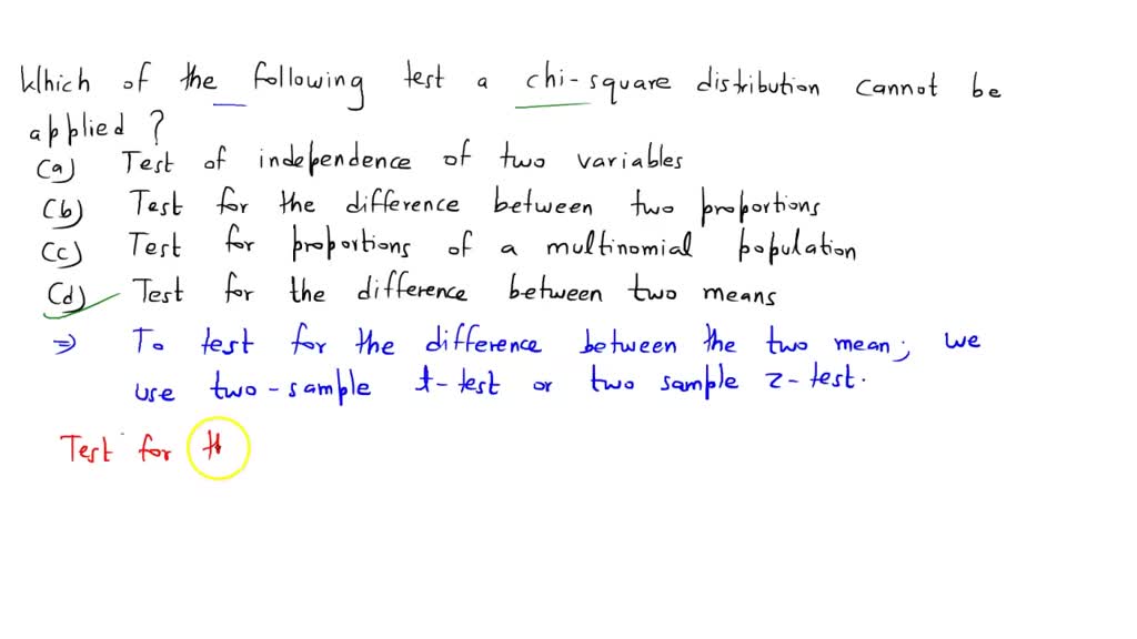 SOLVED: Which Of The Following Test A Chi-square Distribution Cannot Be ...