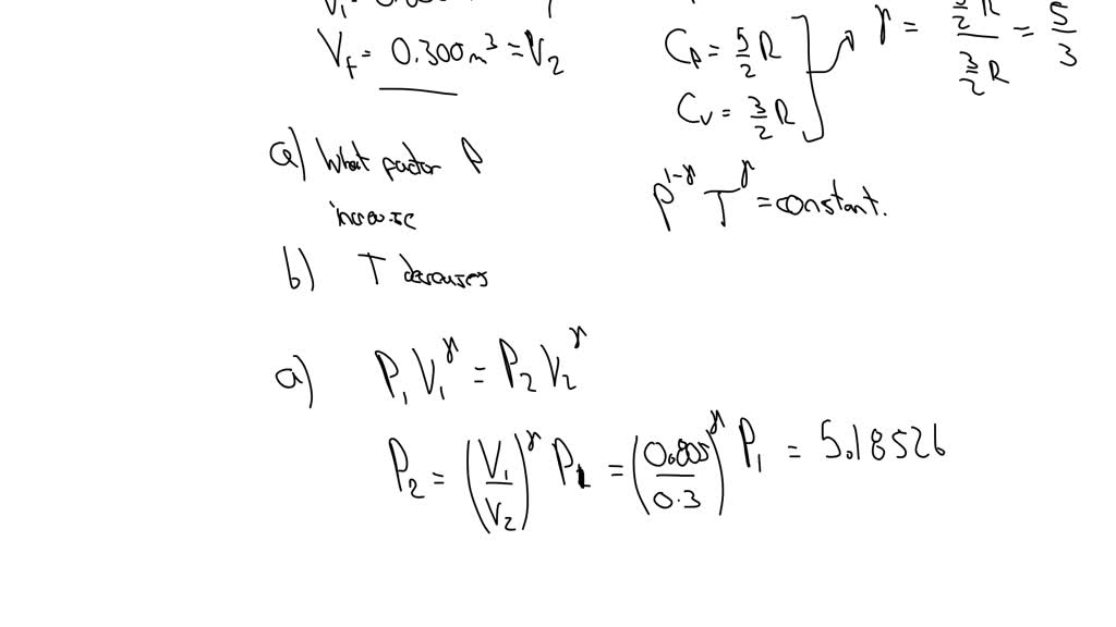 SOLVED: an ideal monatomic gas is compressed adiabatically fro. an ...