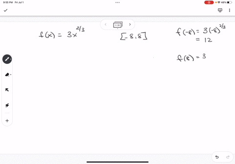 find-the-absolute-maximum-and-minimum-values-of-the-function-if-they-exist-over-the-indicated-interval-also-indicate-the-x-value-at-which-each-extremum-occurs-fx3x23-88