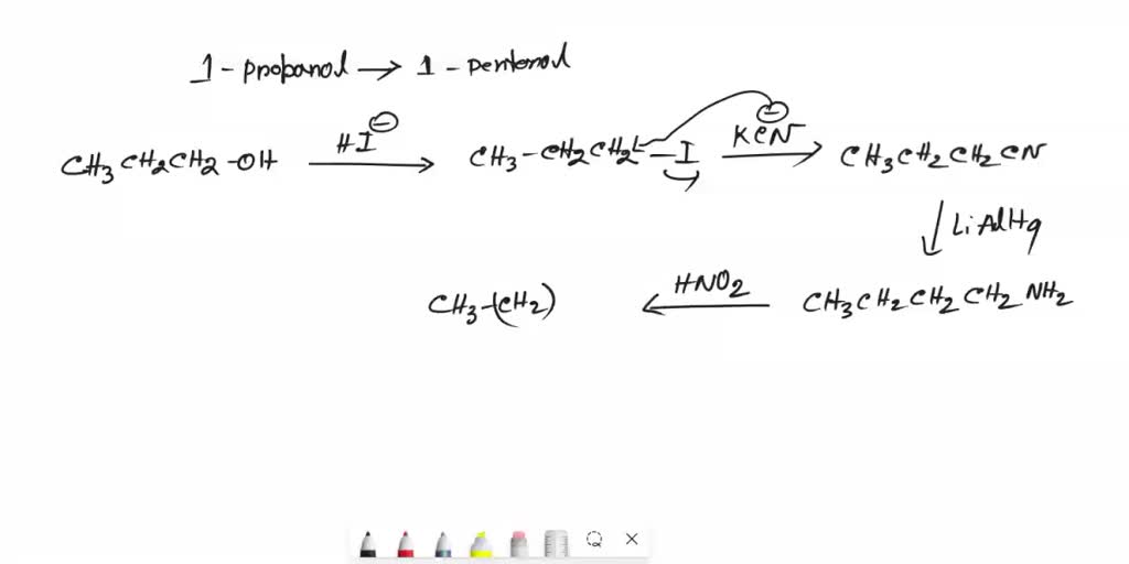 SOLVED: Show how to convert I-propanol to ]-pentanol Starting with I ...