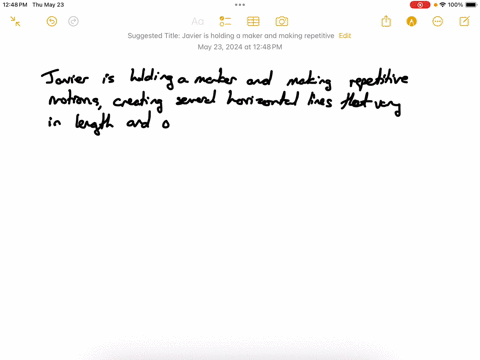 javier-holds-a-chubby-marker-between-his-thumb-and-pointer-finger-and-moves-it-back-in-forth-in-repetitive-motions-he-picks-up-the-marker-every-few-swipes-and-repeats-several-horizontal-lines-that-are