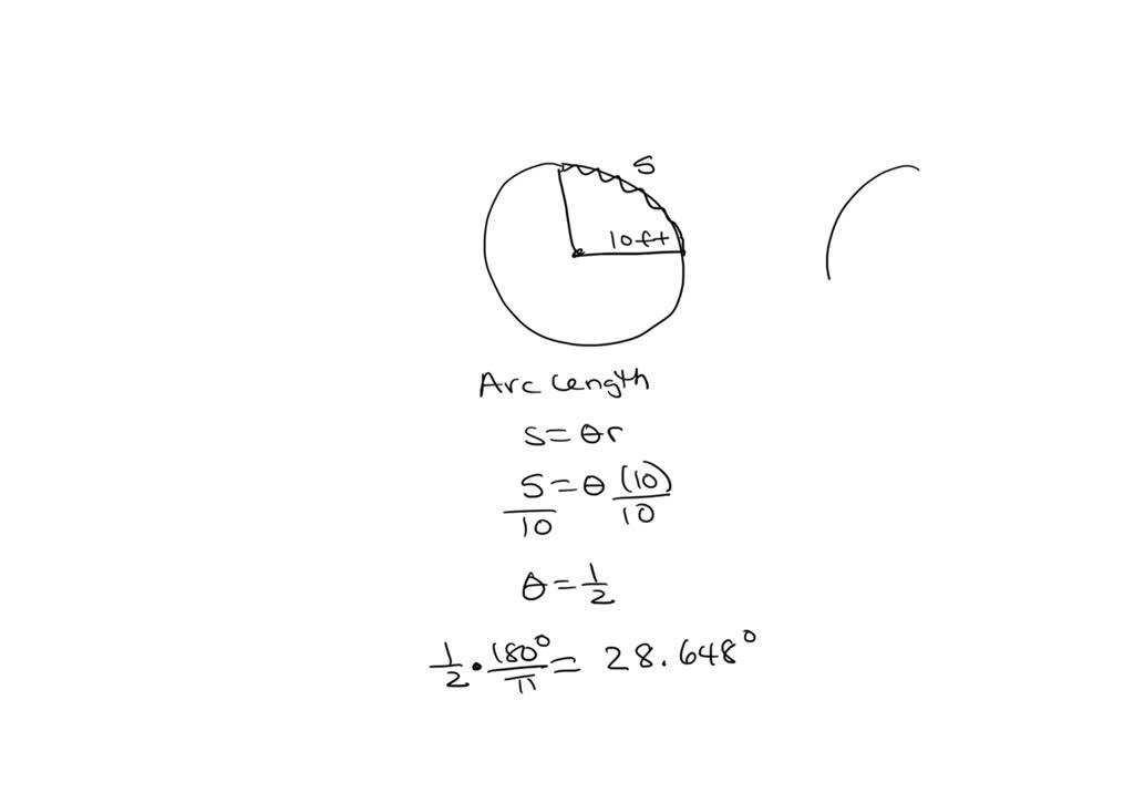 SOLVED: 1. On a circle of radius 10 feet, what angle would subtend an ...