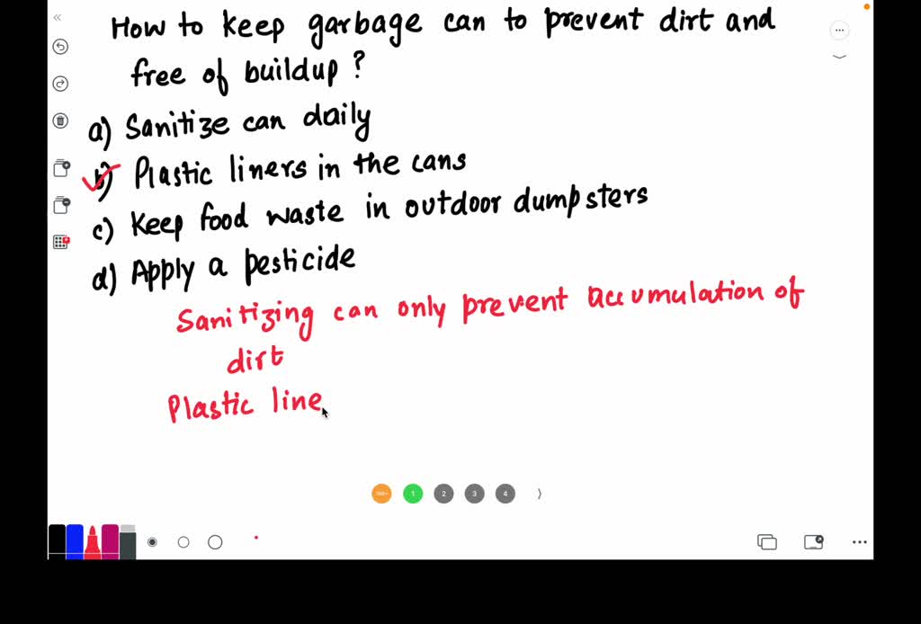 How should food workers keep garbage cans clean and free of buildup? a