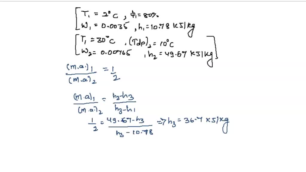 SOLVED 'A stream of moist air at 2 C dry bulb and 80 relative humidity mixes with another