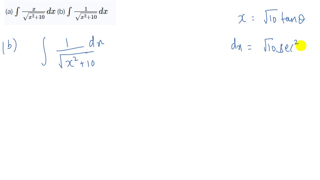 SOLVED: Give a substitution (not necessarily trigonometric) which could ...