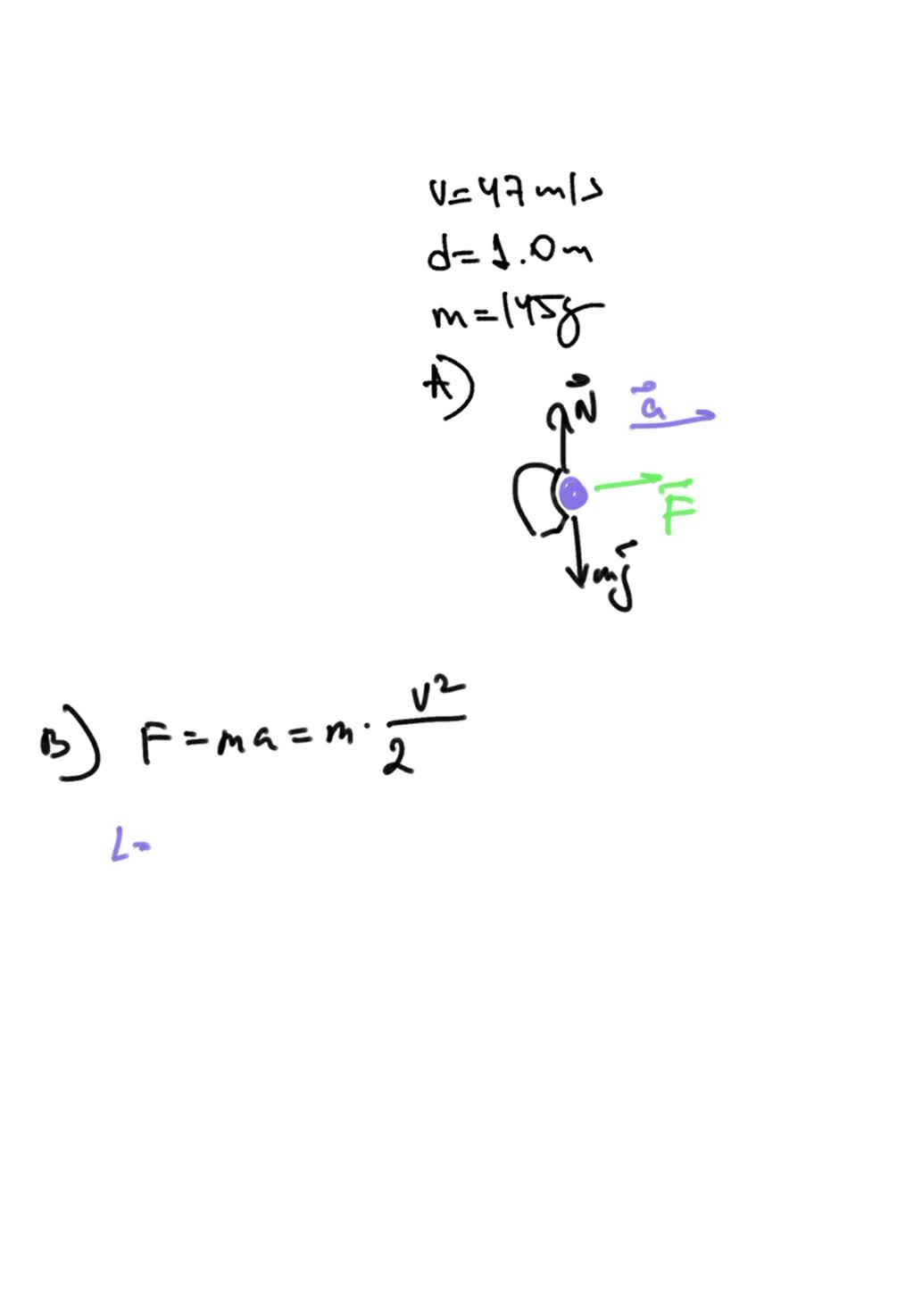 The fastest pitched baseball was clocked at 47 m/s. Assume that the