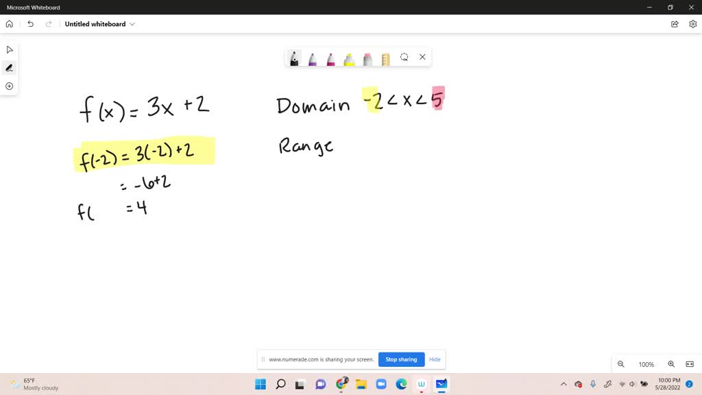 What Is The Range Of The Function F X 3x 2 Over The Interval 2