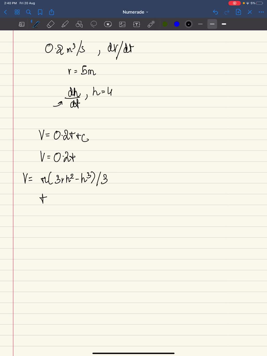 SOLVED Volume of a bowl a. A hemispherical bowl of radius a contains