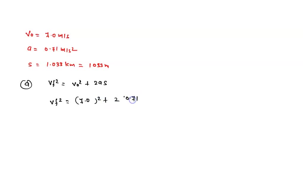 SOLVED An auto accelerates forward from 7.0 m/s at a uniform