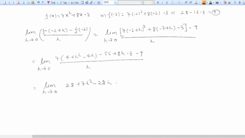 point-part-1-limit-of-a-difference-quotient-suppose-fx-t7x-x-3-evaluate-the-limit-by-using-algebra-to-simplify-the-difference-quotient-in-first-answer-box-and-then-evaluating-the-limit-in-th-61226