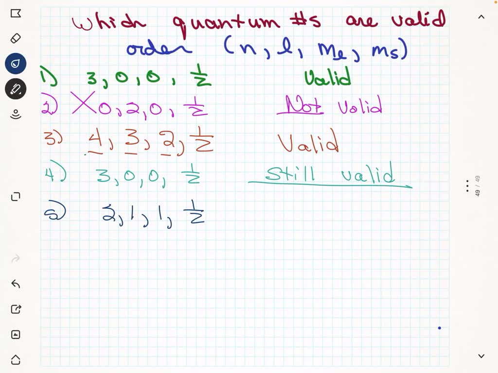 SOLVED Identify which sets of quantum numbers are valid for an