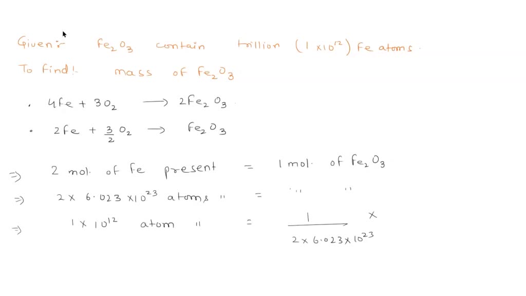 SOLVED Calculate the mass of Iron(III) oxide (FezO;) that contains a