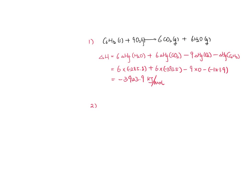 SOLVED: From the standard enthalpies of formation, calculate Î”HÂ°rxn ...