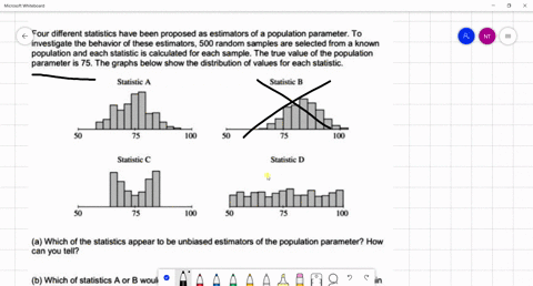 name-four-different-statistics-have-been-proposed-as-estimators-of-a-population-parameter-to-investigate-the-behavior-of-these-estimators-500-random-samples-are-selected-from-known-populatio-60707