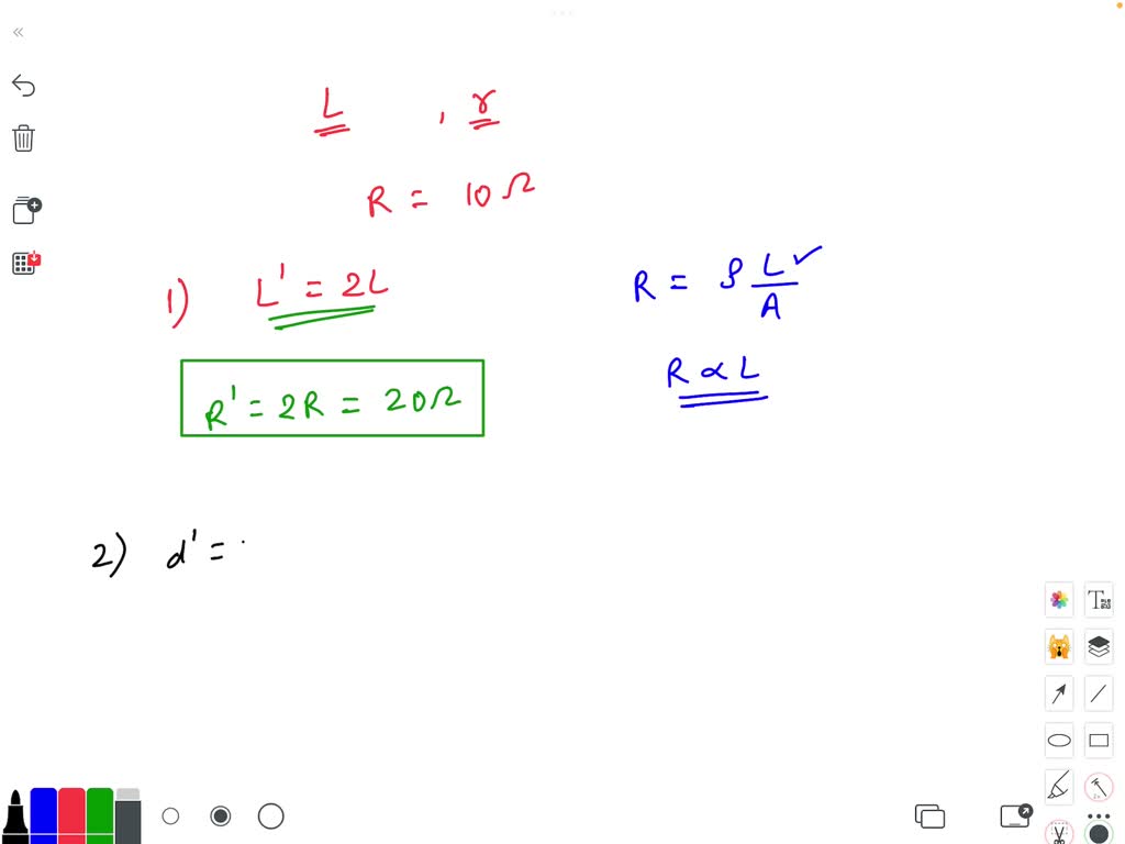SOLVED Nichrome wire of length L and radius r has a resistance of 10 ohms. How would the