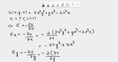 the-electric-potential-of-a-charge-distribution-is-given-by-the-equation-vxyz-3-x2-y2-y-z3-2-z3x-where-x-y-z-are-measured-in-meters-and-v-is-measured-in-volts-calculate-the-magnitude-of-the-03747