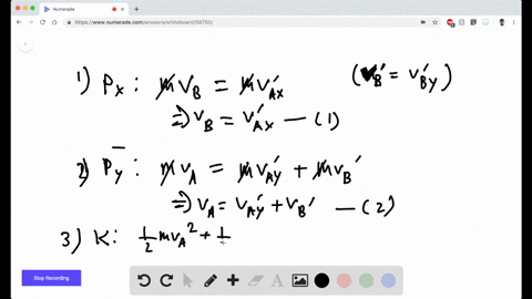 ii-two-billiard-balls-of-equal-mass-move-at-right-angles-and-meet-at-the-origin-of-an-x-y-coordinate-system-initially-ball-a-is-moving-along-the-y-axis-at-20-mathrmm-mathrms-and-ball-mathrmb-is-moving