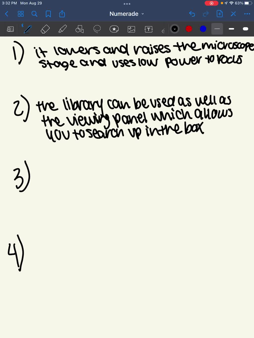 1. Describe the two functions of the coarse focus knob on the SI VScope. 2. Describe two