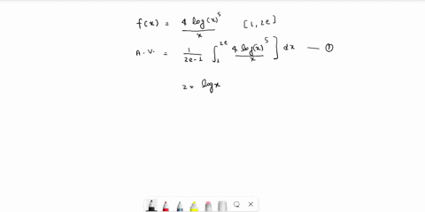 set-up-an-integral-and-find-the-average-value-of-the-function-over-the-given-intervalfx4-ln-x5x-12e-15286