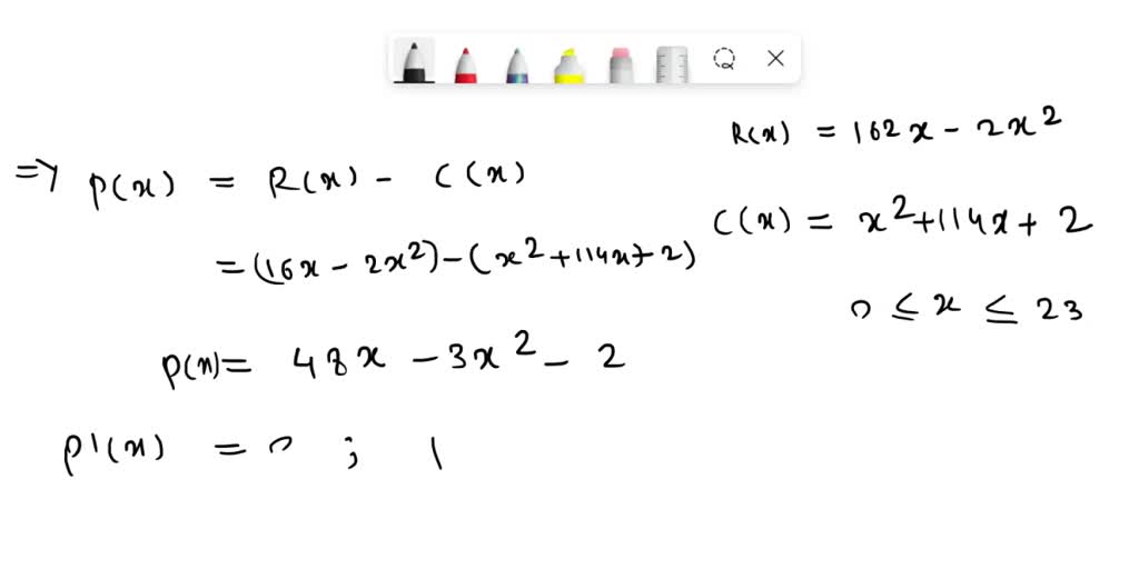 SOLVED The weekly revenue from the production and sale of x units of