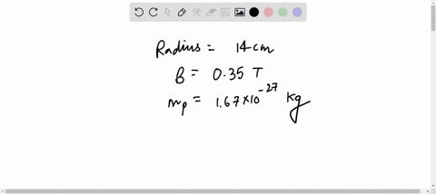 a-proton-is-moving-in-a-circular-orbit-of-radius-14-cm-in-a-uniform-035-t-magnetic-field-perpendicular-to-the-velocity-of-the-proton-find-the-speed-of-the-proton-mp-167x10-27-kg-469-x-10-ms-21543