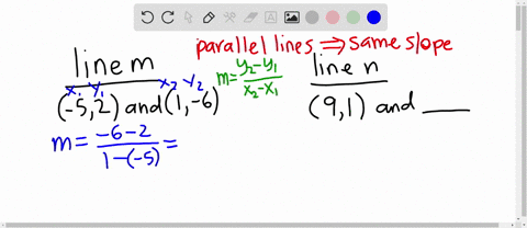 two-lines-m-and-n-on-the-coordinate-plane-are-parallel-line-m-goes-through-the-points-5-2-and-1-6-line-n-goes-through-the-point-9-1-and-which-of-the-following-points-a-6-3-b-3-17-c-15-6-d-0-17