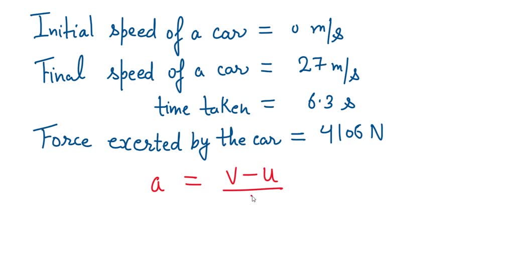 A sports car accelerates from 0 to 60 mph, 27 m/s, in 6.3 seconds. The