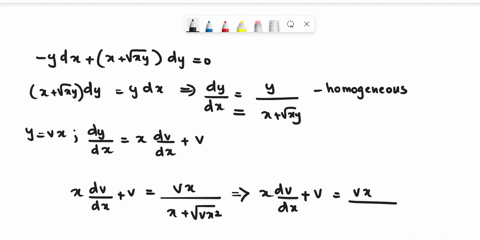 solve-the-given-differential-equation-by-using-an-appropriate-substitution-the-de-is-homogeneous-y-dx-x-vxy-dy-0-y-in-2-79972