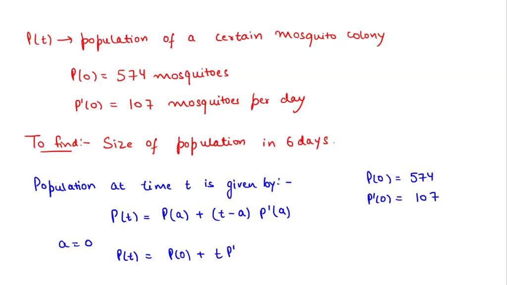 SOLVED Suppose P(t) represents the population of a certain mosquito