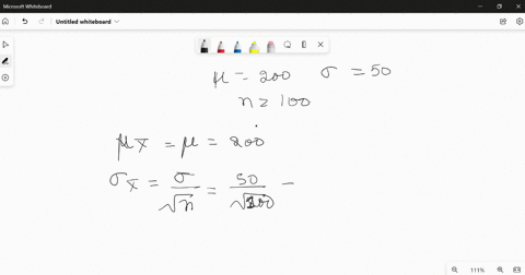 a-population-has-a-mean-of-200-and-a-standard-deviation-of-50-suppose-a-sample-of-size-100-is-selected-and-x-bar-is-used-to-estimate-what-is-the-probability-that-the-sample-mean-will-be-with-60577