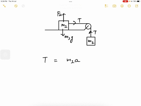 a-block-of-mass-m1-373-kg-on-a-horizontal-surface-is-connected-to-mass-m2-170-kg-that-hangs-vertically-as-shown-in-the-figure-below-the-two-blocks-are-connected-by-string-of-negligible-mass-22431