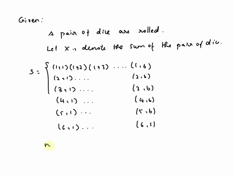 21-7-let-a-random-experiment-be-the-cast-ofa-pair-of-unbiased-dice-each-having-six-faces-and-let-the-random-variable-x-denote-the-sum-of-the-dice-a-with-reasonable-assumptions-determine-the-97976