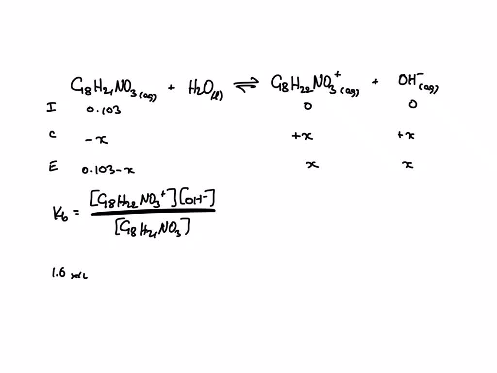 SOLVED: Codeine (C18H21NO3) is a weak base that has a Kb of 1.6 x 10-6 ...