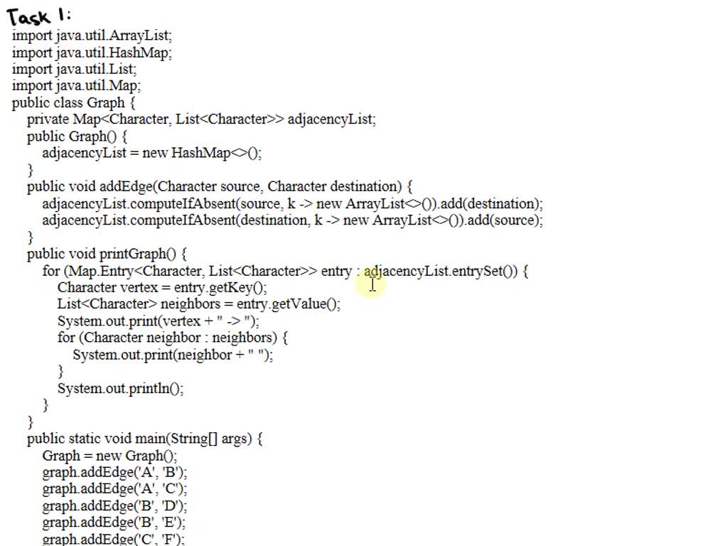 Solved Task Descriptions: (50 pts) Task 1: Write Java codes