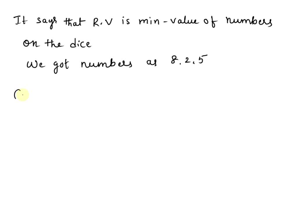 SOLVED: 'The random variable is the minimum value of the three dice ...