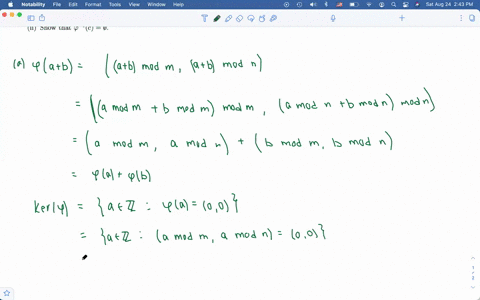 let-m-n-in-mathbbn-and-define-varphi-mathbbz-rightarrow-mathbbz_m-oplus-mathbbz_n-by-varphixx-bmod-m-x-bmod-n-a-show-that-varphi-is-a-group-homomorphism-and-find-the-operatornamekernel-operatornameker