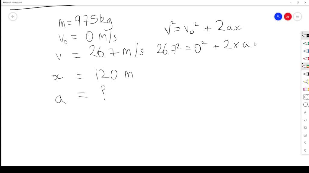 A 975 kg car accelerates with constant acceleration from rest to 26.7 m ...