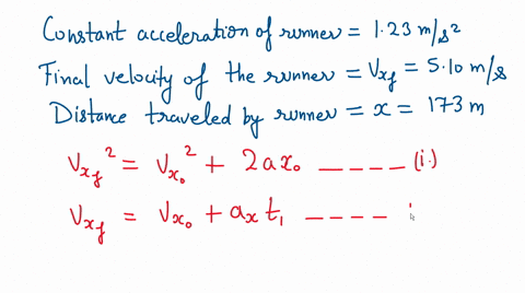 a-runner-of-mass-561-kg-starts-from-rest-and-accelerates-with-a-constant-acceleration-of-123-mathrmm-30719
