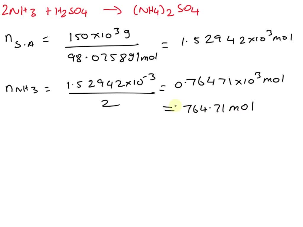 SOLVED: Ammonium sulfate, (NH4)2SO4(aq), can be prepared according to ...