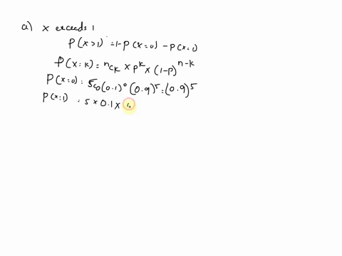 a-sample-of-5-parts-are-checked-each-hour-from-a-production-line-where-the-number-of-defective-parts-in-the-sample-is-denoted-as-x-parts-are-assumed-to-be-independent-with-respect-to-being-d-32286