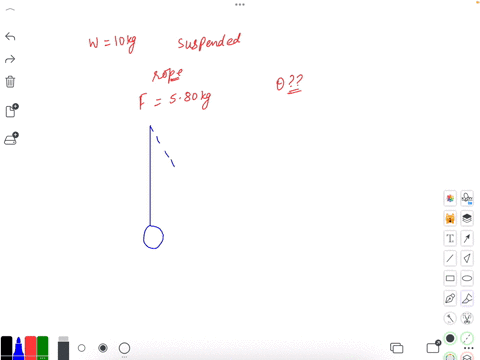 a-10-kg-weight-is-suspended-by-a-rope-from-a-ceiling-if-a-horizontal-force-of-580-kg-is-applied-to-the-weight-the-rope-will-make-an-angle-with-the-vertical-equal-to-ans-30n