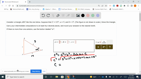 Consider a triangle ABC like the one below. Suppose that C