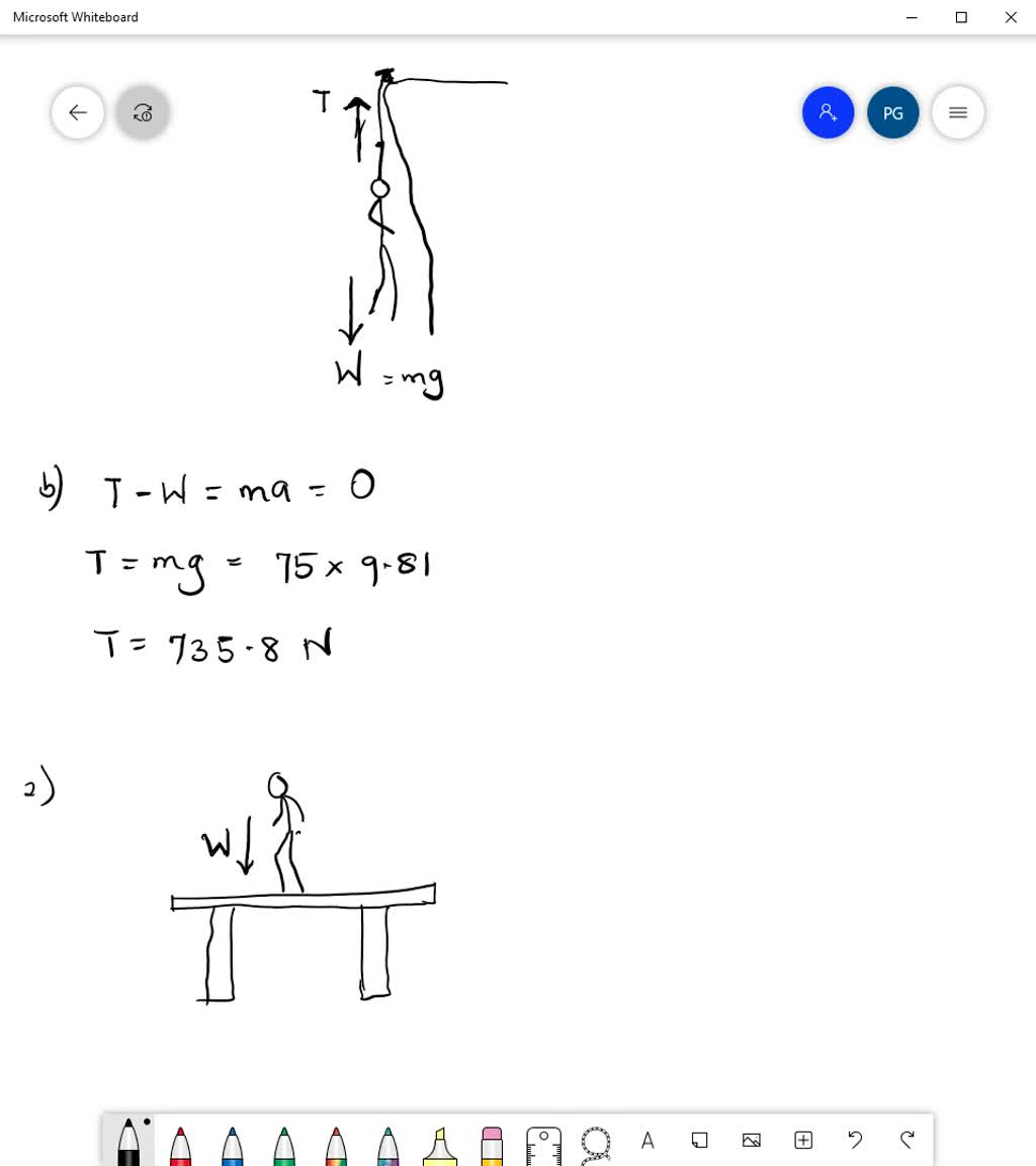 SOLVED 1.4 m 75 kg rock climber hangs from cliff. Draw a force diagram