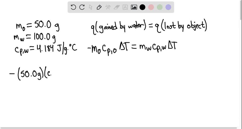 SOLVED: 14) A 50.0-g sample of = material at 80.0PC is dropped into ...