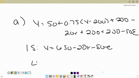 in-a-large-open-econonmy-with-c50075y-t-i200-20r-nx-200-50e-mpy-40r-g200-t200-m3000-p3-financial-capital-flow-equation-cf150-10r-aderive-and-graph-the-is-and-lmcurves-bcalculate-the-equilibrium-exchan
