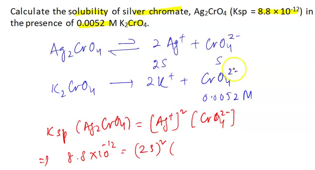 Calculate the solubility of silver chromate, Ag2CrO4 (Ksp = 8.8 × 1012